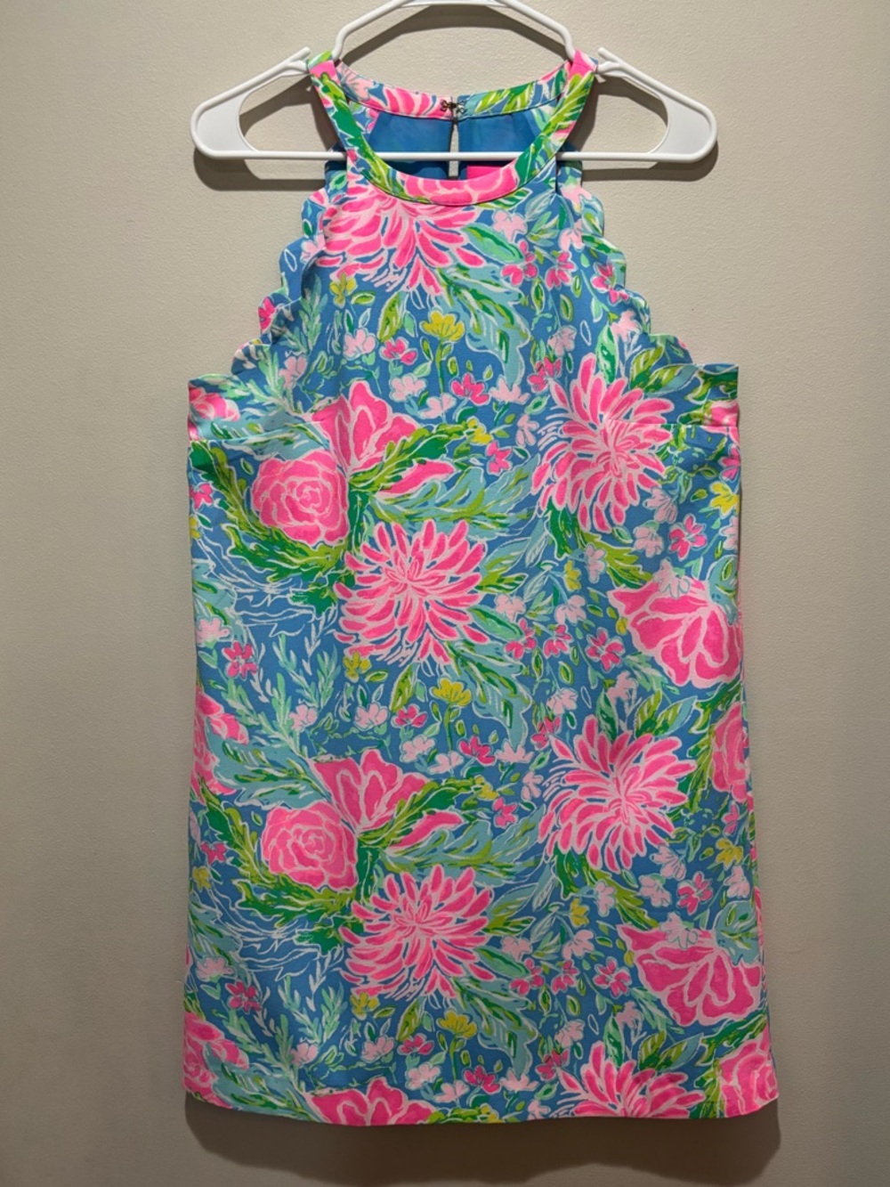 Lilly Pulitzer Tabby Shift Dress Zanzibar Blue Bunny Scallop Resort Beach Preppy
